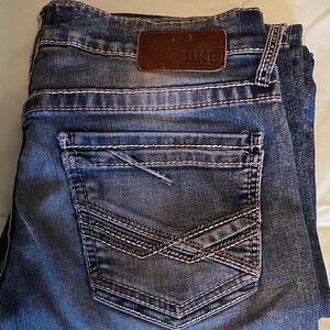 BKE Dark Blue Denim Jeans with Brown Accents